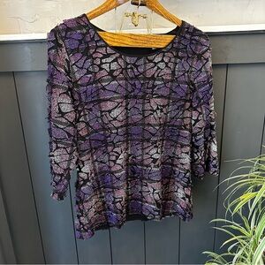 Vintage 90s Laura‎ Ashley Shredded Look Plaid Long Sleeve Top Women's Medium